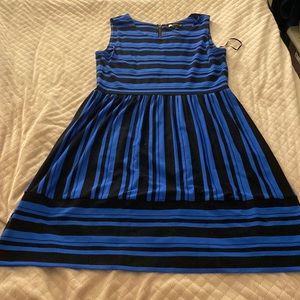 Blue and black striped dress